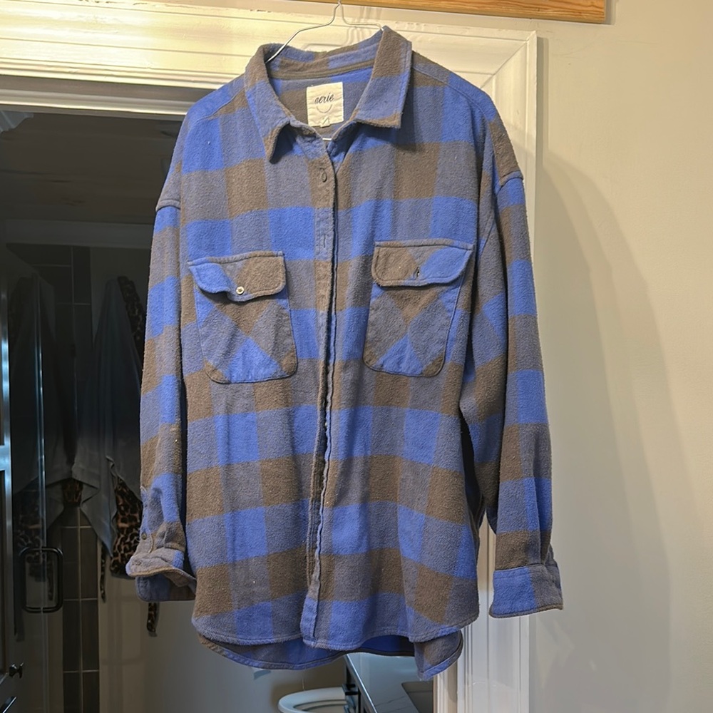 Blue and Gray Plaid Men's Jacket